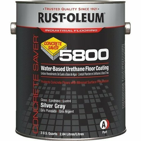 RUST-OLEUM Coating, 5800, 1 gal, Kit, Silver Gray, Gloss, Floor, Water 353864